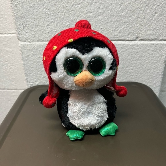 Freeze Other - Penguin Plush with Red Hat and Green Feet. TY Beanie